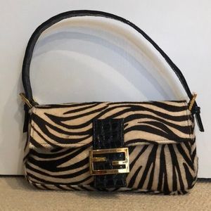 FENDI | Zebra Pony Hair Baguette Shoulder Bag